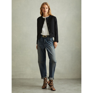 REISS NOLA Cropped Wool Single Breasted Jacket